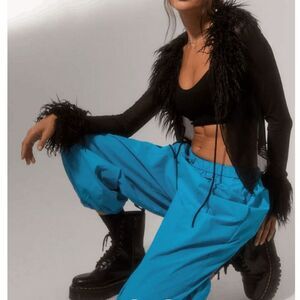 Urban Outfitters Jana Nylon Balloon High-Rise Cargo Pant Aqua Blue Size Medium